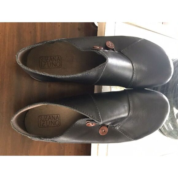 Suzana Izuno Womens 6 Flat Comfort Shoes Brazil Black Handmade Leather Round Toe - Picture 2 of 10